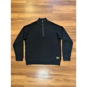Polo Jeans Co Ralph Lauren 1/4 Zip Sweater Ribbed Knit Black Military Men's 2XL